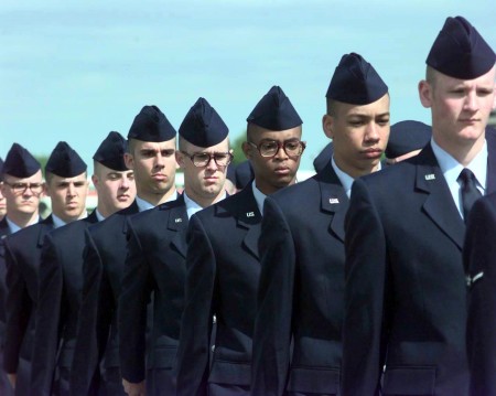 Airmen_Basic_in_column_formation_(Lackland_AFB)
