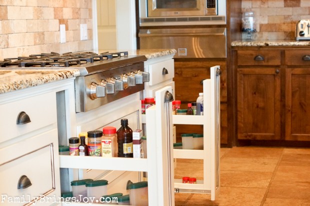 Kitchen spice drawers on both sides of stove familybringsjoy.com