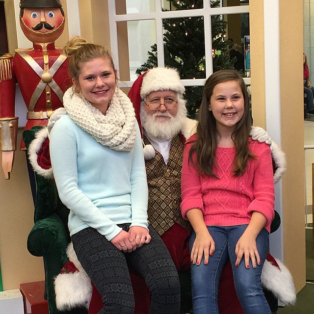 We took the girls to see Santa today! It's been years since we've visited the jolly old man. Merry Christmas Eve Y'all! #Santa #mygirls #nevertoooldtositonsantaslap #Christmaseve