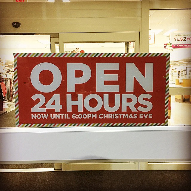 Calling all procrastinators: Kohl's is open 24 hours until 6pm on Christmas Eve. #yesiwasjustthere #almostmidnight #almostdonewithgifts #neveragain #2014wasacrazyyear #Kohls #Christmasshopping